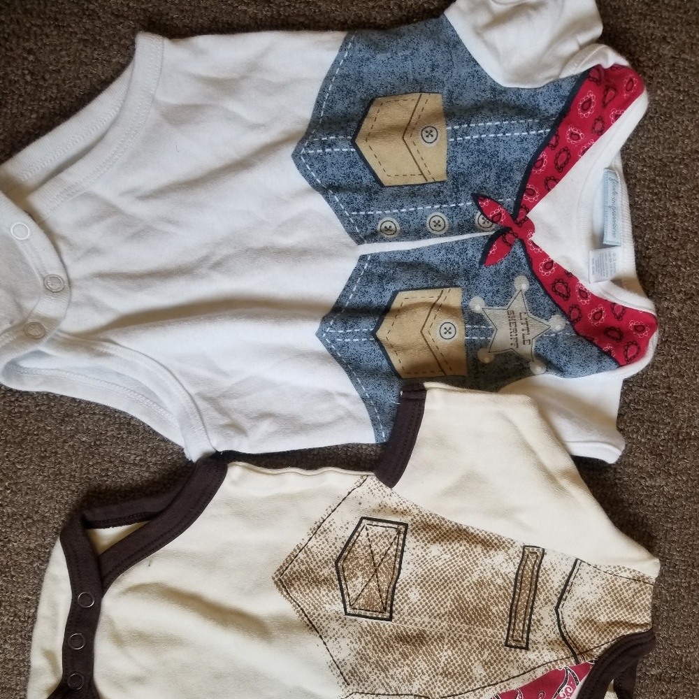 Two sheriff onesies